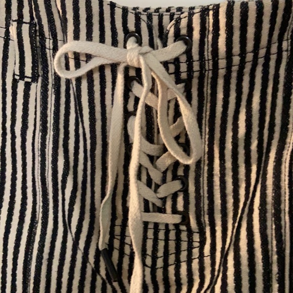 Madewell Black & Cream Striped Miniskirt Sz 10 - Picture 2 of 14